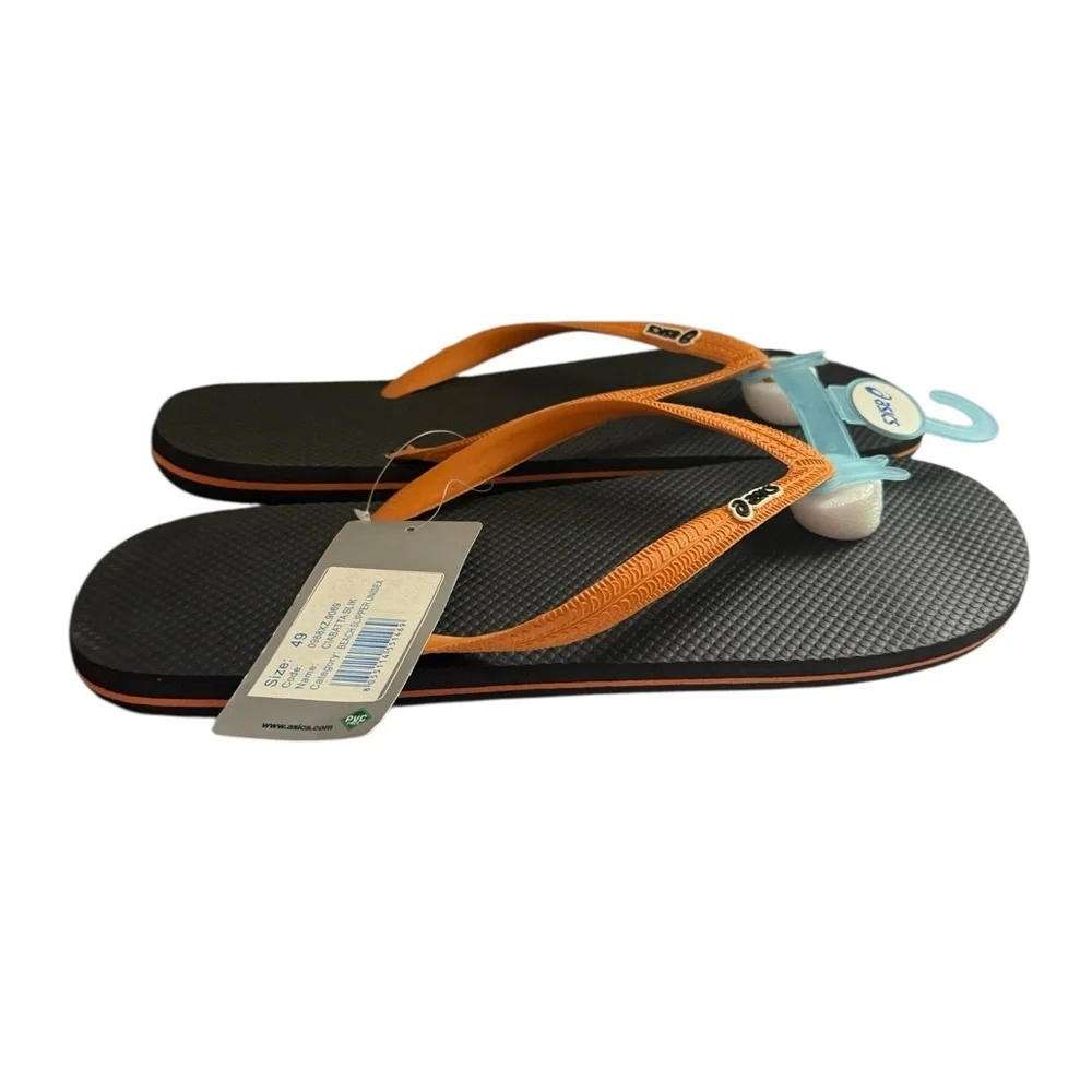 Asics Mens Ciabatta Slik Slip On Pool Thong Sandals 15 Black/Orange Beach Resort